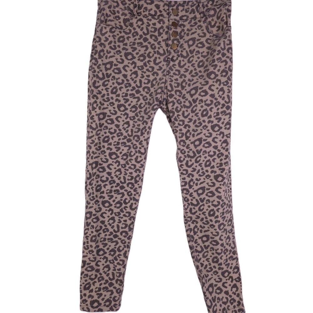 Entro Pants Womens Med Leopard Print Slim Fit Button Fly 28x29